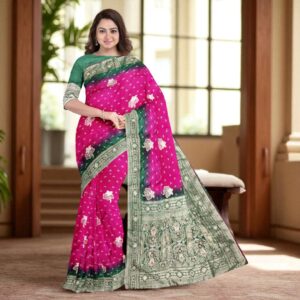 Dark Pink Dola Handwork Saree with Blouse – Elegant Wedding & Festive Wear