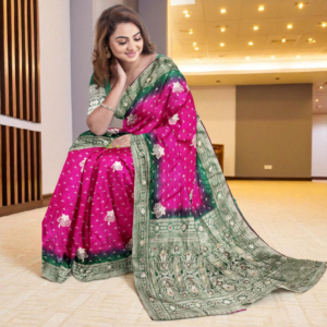 Dark Pink Dola Handwork Saree with Blouse – Elegant Wedding & Festive Wear