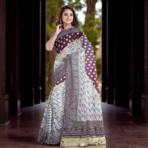 Wine Dola Silk Laheriya Saree with Blouse – Premium Festive & Wedding Saree
