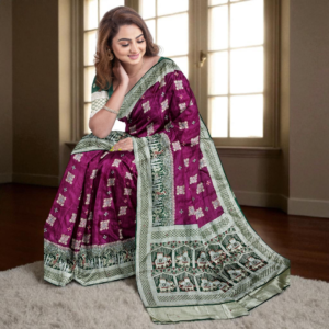 Wine Pure Gaji Silk Saree with Heavy Work and Blouse – Luxury Wedding & Festive Saree