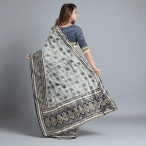 Grey Dola Pure Patola Saree with Blouse – Elegant Wedding & Festive Wear