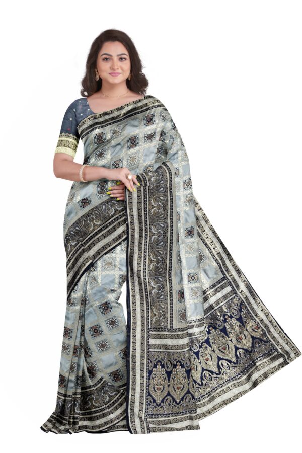 Grey Dola Pure Patola Saree with Blouse
