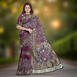 Wine Dola Handwork Saree with Blouse – Premium Wedding & Festive Wear