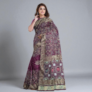 Wine Dola Handwork Saree with Blouse – Premium Wedding & Festive Wear