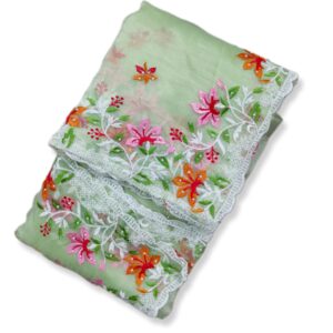 Green Organza Saree with Pearl & Embroidery work