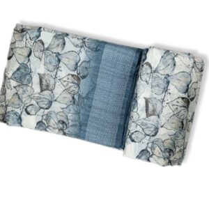 Blue Cotton Silk Printed with weaved Border Saree