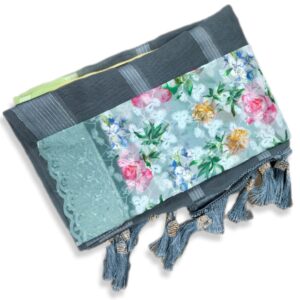 Grey Weightless Pattern Saree with Cifly work blouse