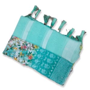 Sky Blue Weightless Pattern Saree with Cifly work blouse