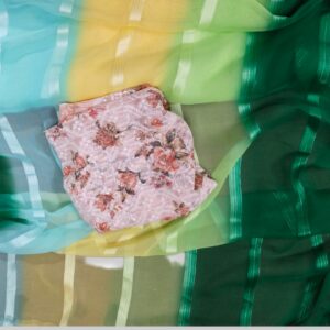 Peacock Green 3D Printed Weightless Pattern Saree with Cifly work blouse