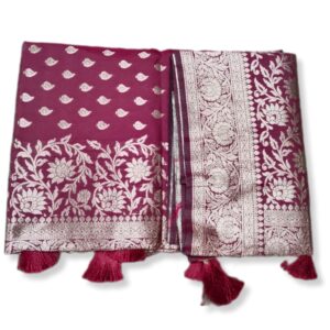 Maroon Pure Heavy Silk Saree with Blouse
