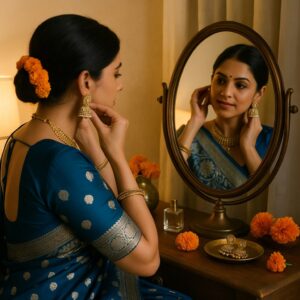 Blue Pure Heavy Silk Saree with Blouse – Royal Wedding & Festive Wear for Women