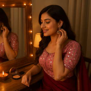 Maroon Zomato Saree with Readymade blouse