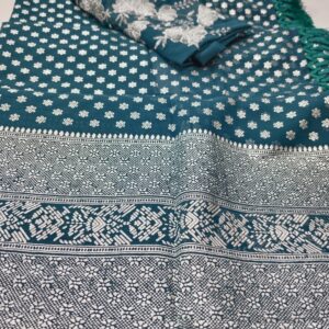 Sea Green Georgette Silver foil Printed Saree with Designer Blouse