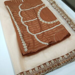 Orange Organza Saree with gota patti work with Designer Blouse