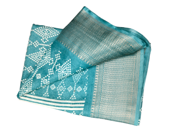 Ocean Blue  Dola Silk Saree - Image 3