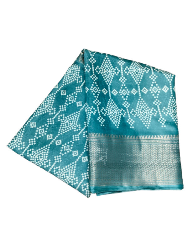 Ocean Blue  Dola Silk Saree - Image 2