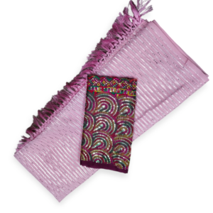 Pink Weightless Pattern with Silver weaving Saree with Designer blouse