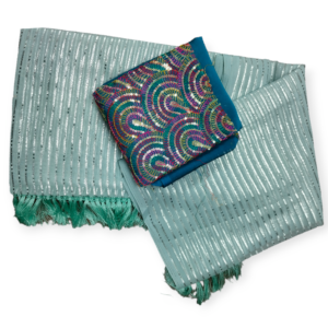 Aqua Green Weightless Pattern with Silver weaving Saree with Designer blouse