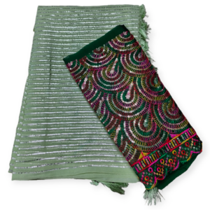 Light Green Weightless Pattern with Silver weaving Saree with Designer blouse