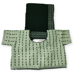 Green Zomato Saree with Readymade blouse
