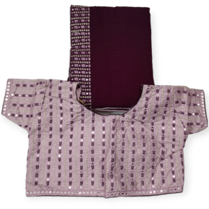 Wine Zomato Saree with Readymade blouse