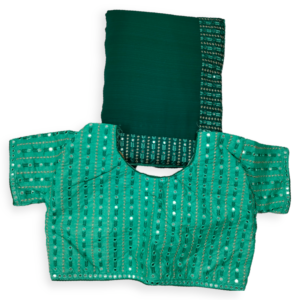 Rama Green Zomato Saree with Readymade blouse