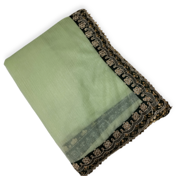 Light Green Organza Saree with gota patti work with Designer Blouse - Image 4