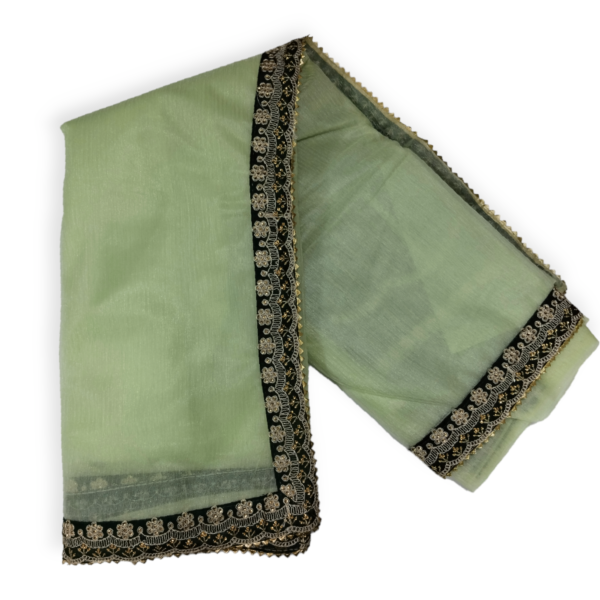 Light Green Organza Saree with gota patti work with Designer Blouse