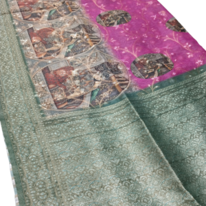 Pink Linen Organza Saree with Designer Blouse