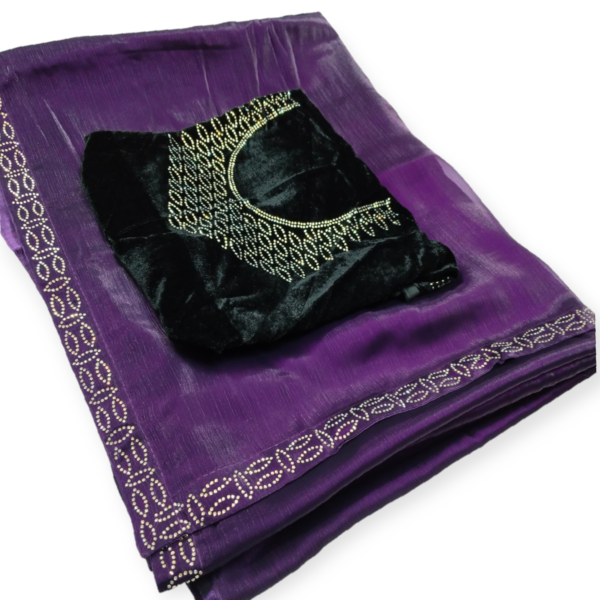 Purple Organza Saree with Velvet Blouse