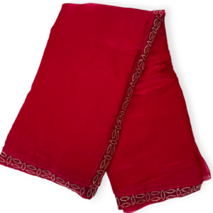 Pink Organza Saree with Velvet Blouse