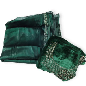 Green Organza Saree with Velvet Blouse