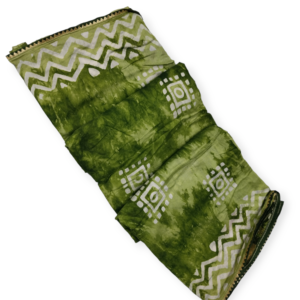 Green Dola Cotton Saree with Blouse