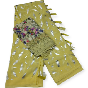 Yellow Chiffon Saree with Chikan Blouse