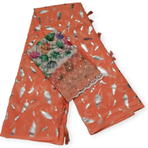 Orange Chiffon Saree with Chikan Blouse