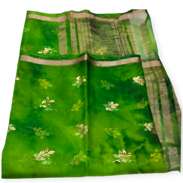 Green Organza Saree with Blouse