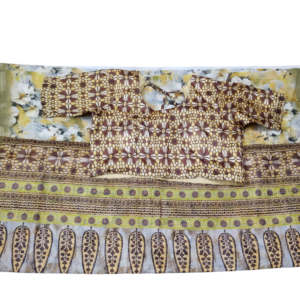 Yellow Digital Print Linen Saree with Readymade Blouse