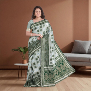 Green Dola Pure Patola Saree with Blouse – Elegant & Festive Wear for Women