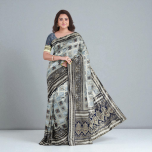 Grey Dola Pure Patola Saree with Blouse – Elegant Wedding & Festive Wear