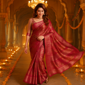 Rani Pink Banarasi Kora Silk Saree with Golden Zari - Lightweight Royal Elegance