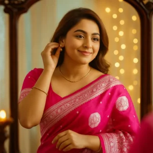 Pink Banarasi Katan Silk Saree with Silver Zari | Festive Royal Elegance