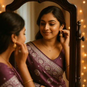 Purple Banarasi Katan Silk Saree with Silver Zari | Regal Festive Elegance